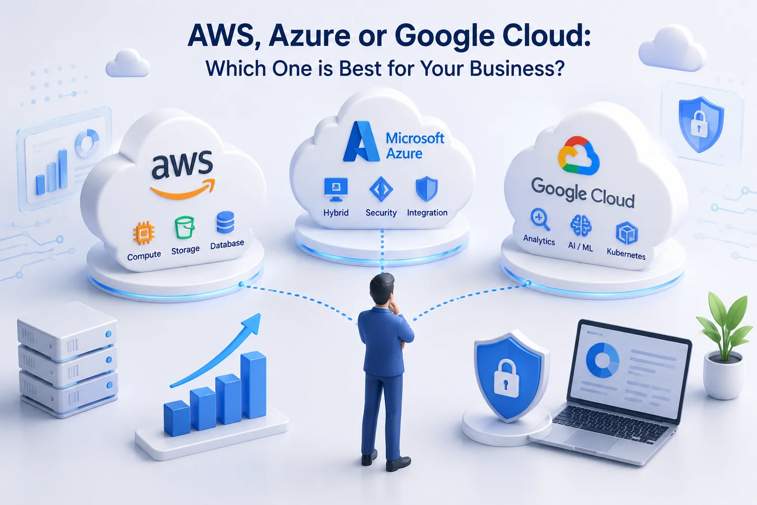 AWS, Azure or Google Cloud — comparison of the three leading cloud platforms for your business